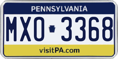 PA license plate MXO3368