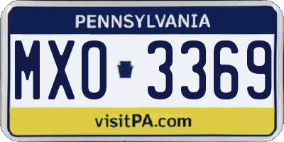 PA license plate MXO3369