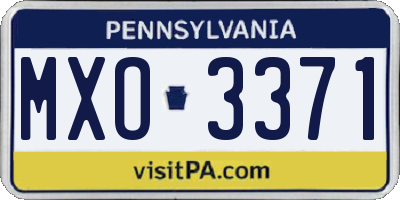 PA license plate MXO3371