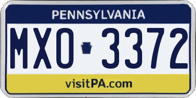 PA license plate MXO3372