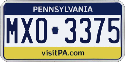 PA license plate MXO3375