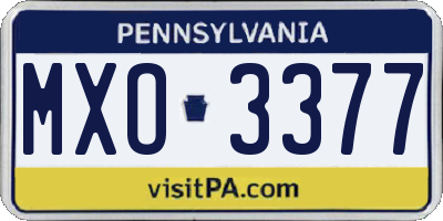 PA license plate MXO3377