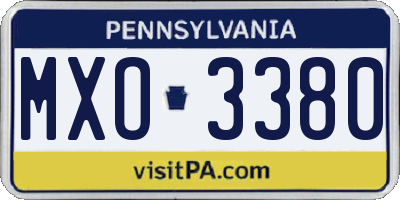 PA license plate MXO3380