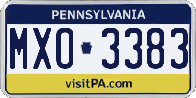 PA license plate MXO3383