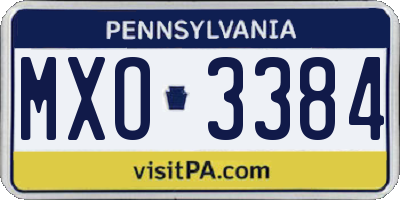 PA license plate MXO3384