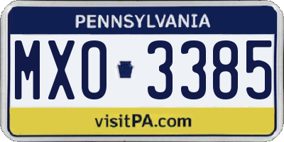 PA license plate MXO3385