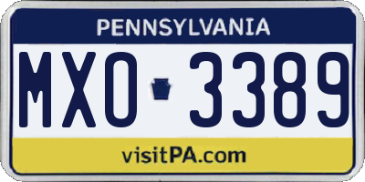 PA license plate MXO3389
