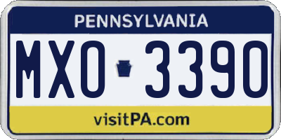 PA license plate MXO3390