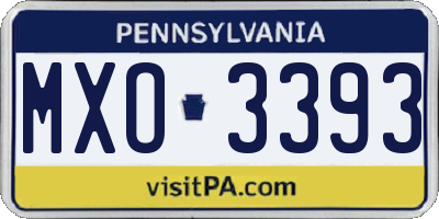 PA license plate MXO3393
