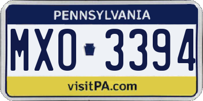 PA license plate MXO3394