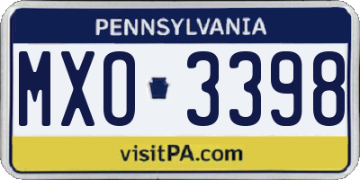PA license plate MXO3398