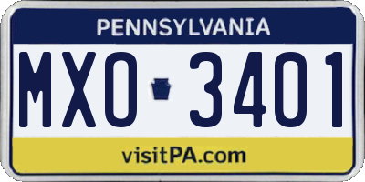 PA license plate MXO3401