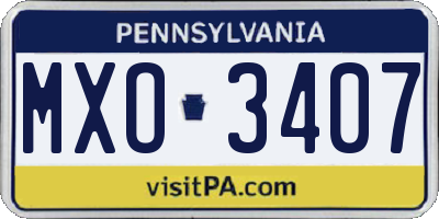 PA license plate MXO3407