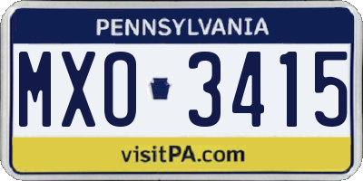 PA license plate MXO3415