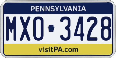 PA license plate MXO3428