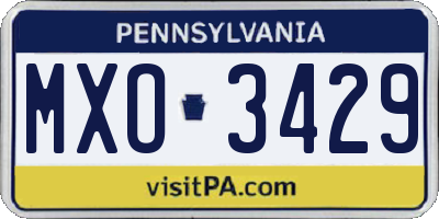 PA license plate MXO3429