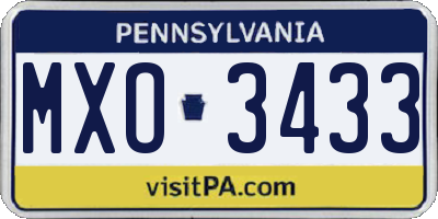 PA license plate MXO3433