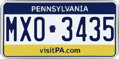 PA license plate MXO3435
