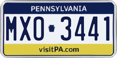 PA license plate MXO3441