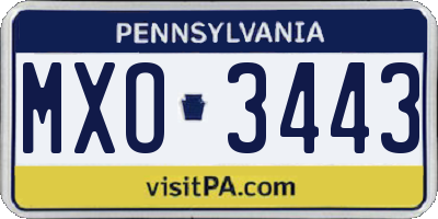 PA license plate MXO3443