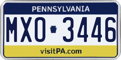 PA license plate MXO3446