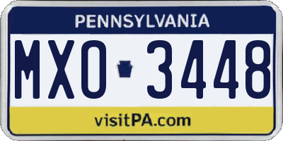 PA license plate MXO3448