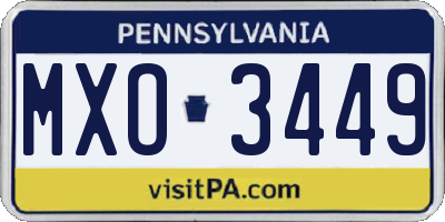 PA license plate MXO3449