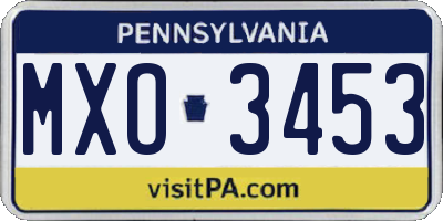 PA license plate MXO3453