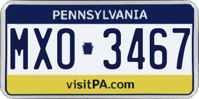 PA license plate MXO3467