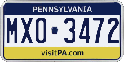 PA license plate MXO3472