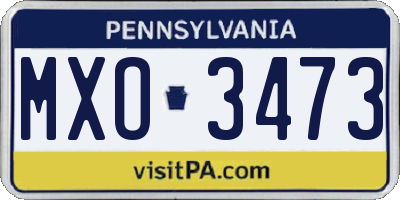 PA license plate MXO3473