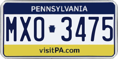 PA license plate MXO3475
