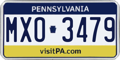PA license plate MXO3479
