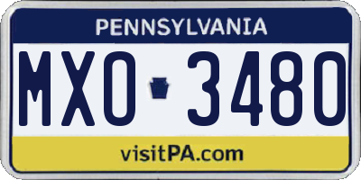 PA license plate MXO3480