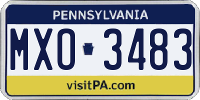 PA license plate MXO3483