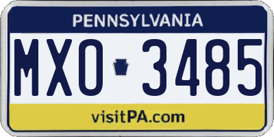 PA license plate MXO3485