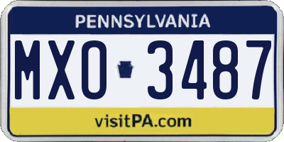 PA license plate MXO3487