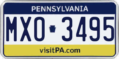 PA license plate MXO3495
