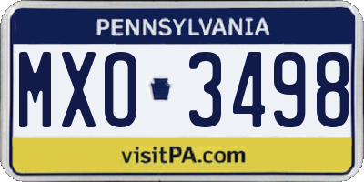 PA license plate MXO3498