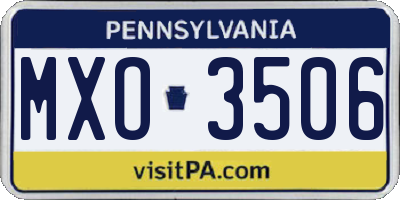PA license plate MXO3506