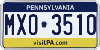PA license plate MXO3510