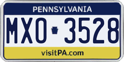 PA license plate MXO3528