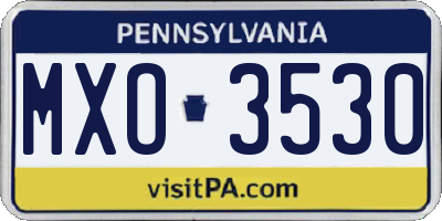 PA license plate MXO3530