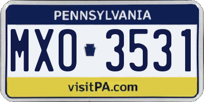 PA license plate MXO3531