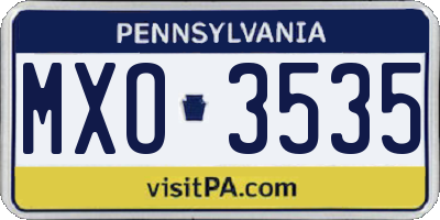 PA license plate MXO3535