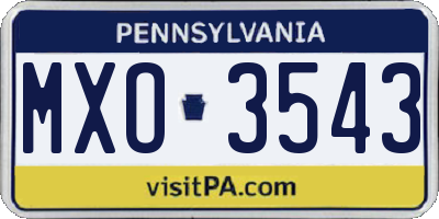 PA license plate MXO3543