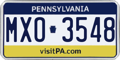 PA license plate MXO3548