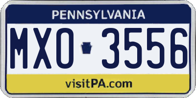 PA license plate MXO3556