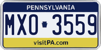 PA license plate MXO3559