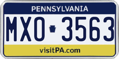 PA license plate MXO3563